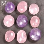 Set van Chevron Amethyst en Rose Quartz handstenen –, Antiek en Kunst, Curiosa en Brocante