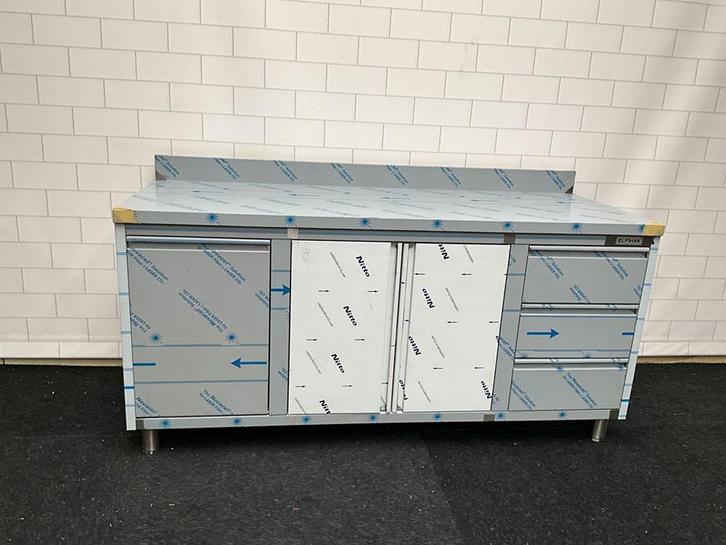 Elfinox RVS Werkbank met 3 lades, 2 draaideuren en, Zakelijke goederen, Horeca | Keukenapparatuur, Ophalen of Verzenden