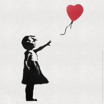 Kunstdruk Banksy - Girl with Balloon 50x50cm beschikbaar voor biedingen