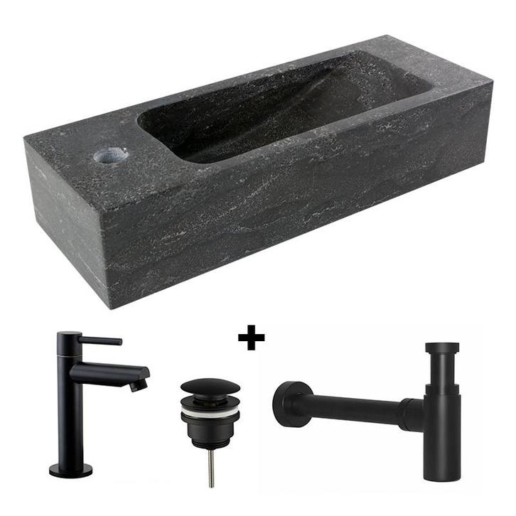 Fontein hardsteen Saniflex Slim links Black edition, Doe-het-zelf en Verbouw, Sanitair, Nieuw, Verzenden
