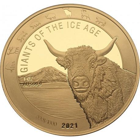 Gouden Ghana Giants of the Ice Age 1 oz 2021 Bos Taurus, Postzegels en Munten, Munten | Afrika, Losse munt, Goud, Overige landen
