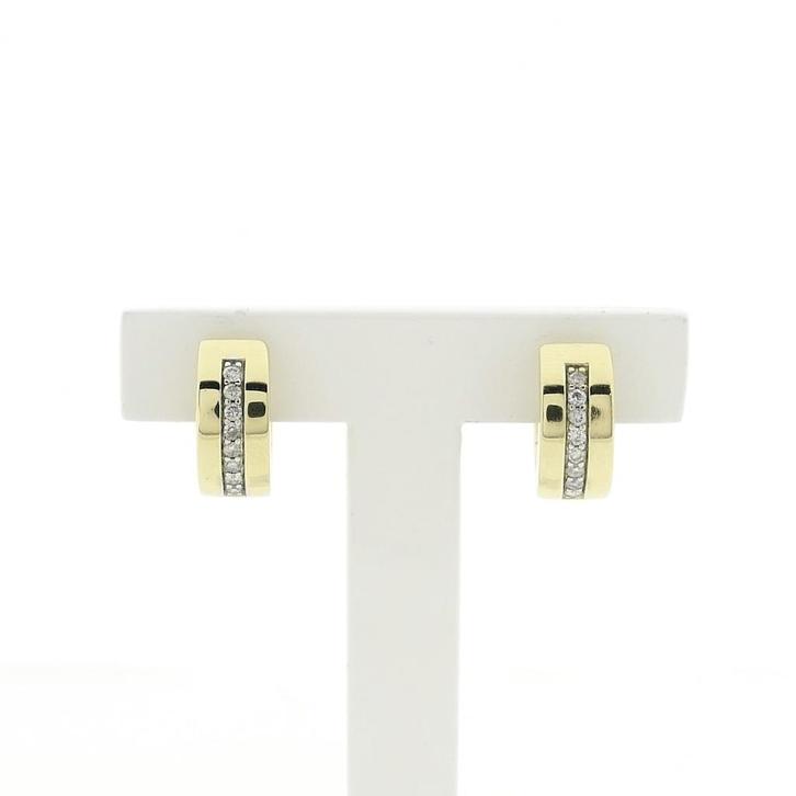 Gouden creolen met diamant; 0,32 ct. (Oorbellen), Sieraden, Tassen en Uiterlijk, Oorbellen, Overige kleuren, Gebruikt, Met edelsteen