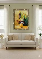 W. Hans (XX) - Abstract Bloemstilleven met structuur, Antiek en Kunst, Kunst | Schilderijen | Modern