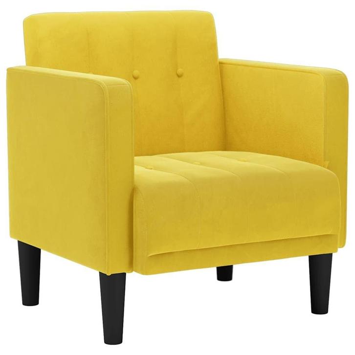 Fauteuil Fluweel Geel | Tweedekansje | OP = OP, Huis en Inrichting, Fauteuils, 50 tot 75 cm, Minder dan 75 cm, Nieuw, Ophalen of Verzenden