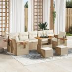 vidaXL 3-delige Tuinset met kussens poly rattan acaciahout, Verzenden, Nieuw, Rotan, Tuinset