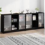 vidaXL Boekenkast met deuren 204x37x75 cm bewerkt hout zwart, Verzenden, Nieuw, Overige houtsoorten