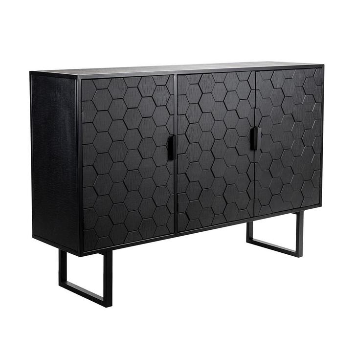 *WOONWINKEL* Dressoir Zwart Hout Hexagon, Huis en Inrichting, Kasten | Dressoirs, Nieuw, Verzenden