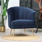 40% Korting: Velvet fauteuil Amy donkerblauw, Ophalen, Zo goed als nieuw, Stof, Velvet chique, Modern