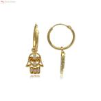 Gold plated 925 zilveren hamsa oorringen witte zirkoon, Verzenden, Nieuw, Zilver