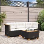 vidaXL Tuinbank 3-zits met kussens poly rattan zwart, Verzenden, Nieuw, Rotan
