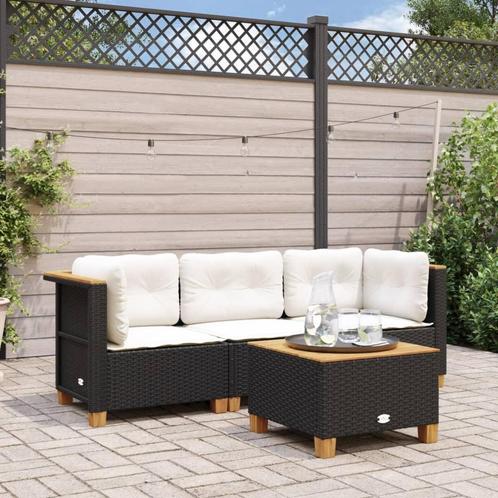 vidaXL Tuinbank 3-zits met kussens poly rattan zwart, Tuin en Terras, Tuinsets en Loungesets, Nieuw, Rotan, Verzenden