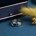 Gouden ring met saffier en diamant 18 krt, Sieraden, Tassen en Uiterlijk, Ringen, Nieuw, Ophalen of Verzenden