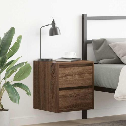vidaXL Nachtkastjes 2 st wandgemonteerd 38x34x40 cm bruin, Huis en Inrichting, Slaapkamer | Nachtkastjes, Nieuw, Hout, Verzenden