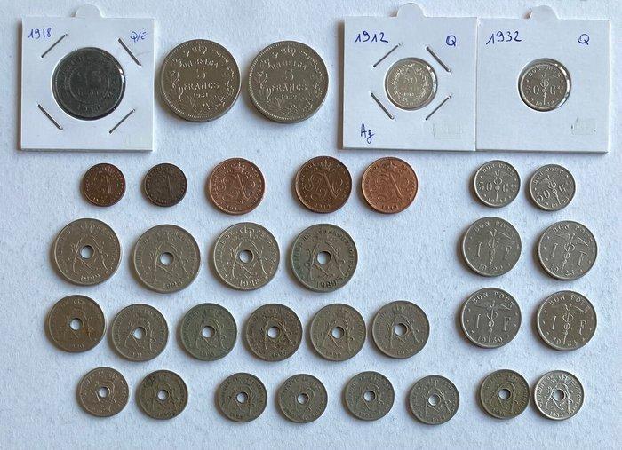 België. 1910-1934, Collection of Belgian 34 pcs coins, Postzegels en Munten, Munten | Nederland