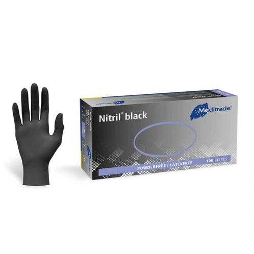 Meditrade Nitril handschoenen - zwart- 100 stuks - Large, Diversen, Verpleegmiddelen, Nieuw, Verzenden