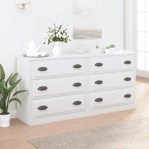 vidaXL Dressoirs 2 st bewerkt hout wit, Huis en Inrichting, Kasten | Dressoirs, Nieuw, Overige houtsoorten, Verzenden