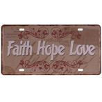 Amerikaans nummerbord - Faith Hope Love NIEUW, Huis en Inrichting, Woonaccessoires | Tekstborden en Spreuken, Nieuw, Ophalen of Verzenden
