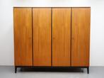 vintage kledingkast teak zwart 4 deurs, Ophalen, Gebruikt, 200 cm of meer, 150 tot 200 cm