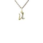 Gouden letter U hanger met diamant 14 krt, Ophalen of Verzenden, Nieuw