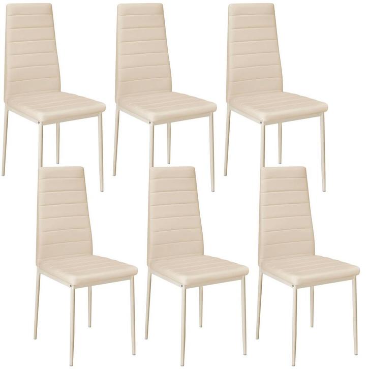 Eetkamerstoelen, kunstleer - beige, Set van 6, Huis en Inrichting, Stoelen, Verzenden