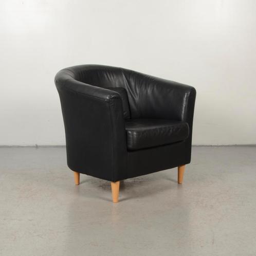 Fauteuil Ikea - Zwart leder - 4-poot onderstel, Zakelijke goederen, Kantoor en Winkelinrichting | Kantoormeubilair en Inrichting