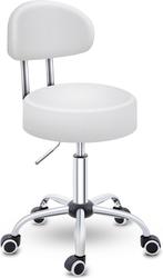 TRESKO Rolkruk met rugleuning, wit, werkkruk, in hoogte vers, Verzenden, Zo goed als nieuw