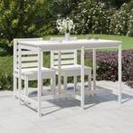 vidaXL Tuintafel 159,5x82,5x110 cm massief grenenhout wit, Tuin en Terras, Verzenden, Nieuw