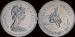 Canada 1 dollar 1975- 100 years Calgary- rodeo-rider zilver, Postzegels en Munten, Verzenden