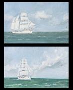 Rene Marie Dujardin (1913-2002) - Paire de voiliers en mer -