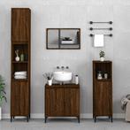 vidaXL 3-delige Badkamermeubelset bewerkt hout bruin, Huis en Inrichting, Badkamer | Badkamermeubels, Verzenden, Nieuw