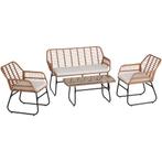 Wicker zitgroep Molfetta XL voor 4 personen - natuur, Verzenden, Nieuw