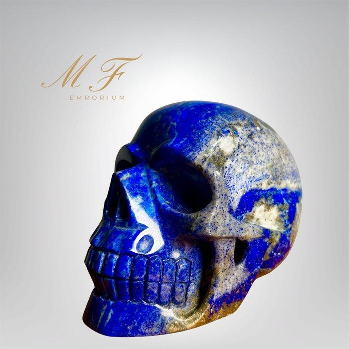 XXL - Prachtige en zeldzame schedel in Lapis Lazuli Gravure, Verzamelen, Mineralen en Fossielen