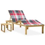 vidaXL Ligbed met tafeltje en kussen geïmpregneerd, Tuin en Terras, Verzenden, Nieuw