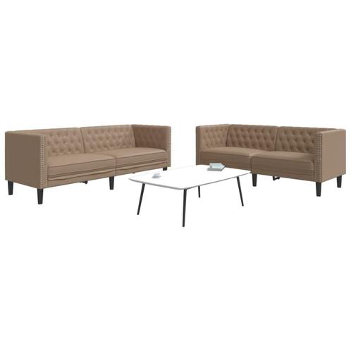 vidaXL 2-delige Loungeset Chesterfield-stijl kunstleer, Huis en Inrichting, Banken | Bankstellen, Nieuw, Leer, Vierpersoons of meer