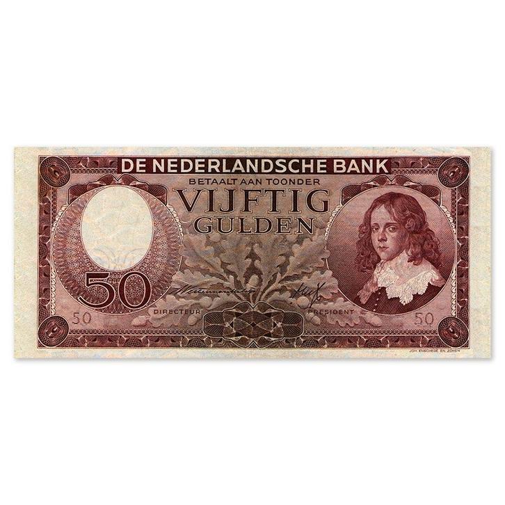 50 Gulden Stadhouder Willem III 1945 Zfr, Postzegels en Munten, Bankbiljetten | Nederland, Verzenden