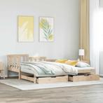 vidaXL Slaapbank met onderschuifbed en lades zonder matras, Huis en Inrichting, 90 cm, Eenpersoons, Bruin, Verzenden
