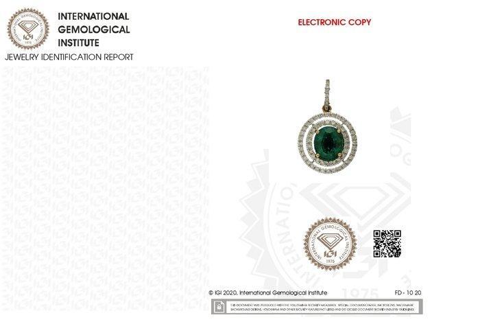 Hanger - 18 karaat Geel goud - 2.52ct. tw. Smaragd - Diamant, Sieraden, Tassen en Uiterlijk, Antieke sieraden