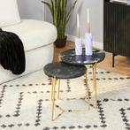 Salontafel Caly Black marble | 45 cm | Set van 2, Huis en Inrichting, Ophalen of Verzenden, Nieuw