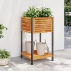 vidaXL Plantenbak met schap 45x45x80 cm massief acaciahout, Verzenden, Nieuw, Hout