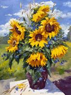 Irina Alex (1961) - Bleuets et Tournesols au bord du Champ