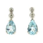 Oorbellen - 18 karaat Witgoud - 3.05ct. tw. Aquamarijn -, Nieuw