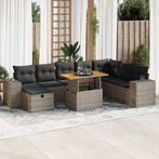 vidaXL 9-delige Loungeset met kussens poly rattan acacia, Verzenden, Nieuw, Rotan, Loungeset