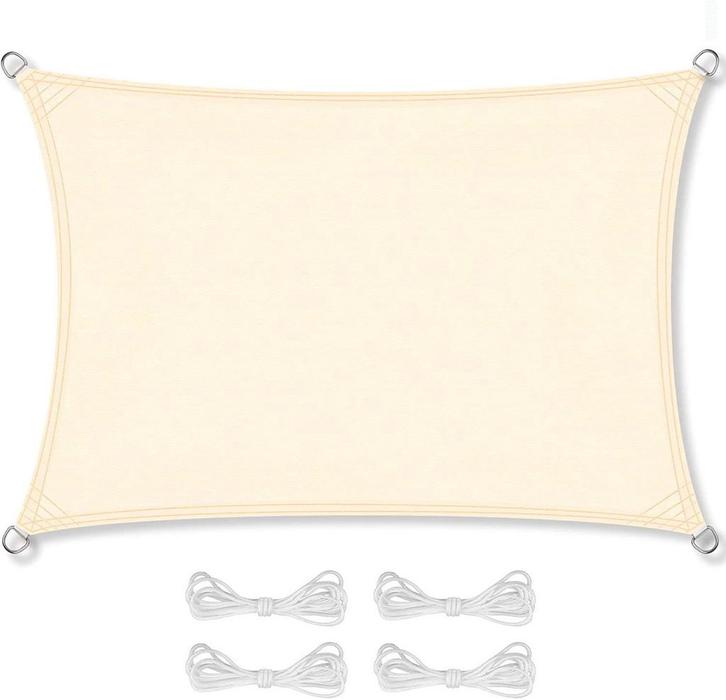 Schaduwdoek - rechthoek - 3 x 5 m - beige – zonwering zeil, Tuin en Terras, Schaduwdoeken, Nieuw, Ophalen of Verzenden