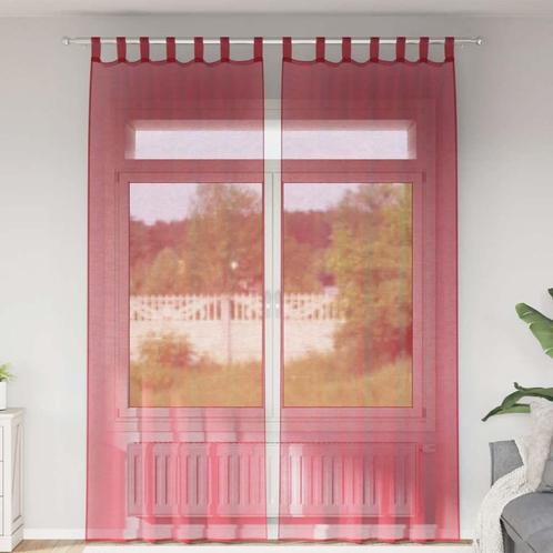vidaXL Gordijnen voile met roedezakken 2 st wijnrood, Huis en Inrichting, Stoffering | Gordijnen en Lamellen, Rood, Nieuw, Verzenden