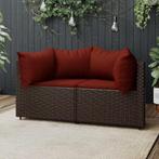 vidaXL Tuinhoekbanken met kussens 2 st poly rattan bruin, Verzenden, Nieuw, Rotan