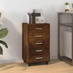 vidaXL Ladekast met wieltjes bewerkt hout gerookt, Verzenden, Nieuw