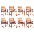 vidaXL Tuinstoelen 8 st met kussens massief acaciahout, Tuin en Terras, Tuinstoelen, Verzenden, Nieuw