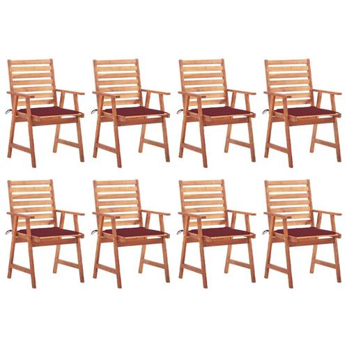 vidaXL Tuinstoelen 8 st met kussens massief acaciahout, Tuin en Terras, Tuinstoelen, Nieuw, Verzenden