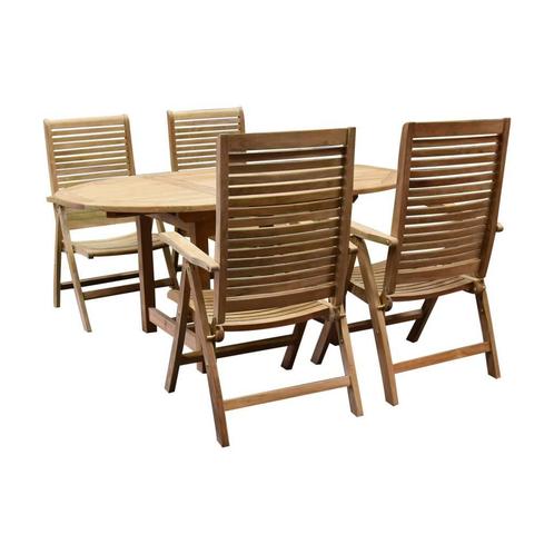 Arona Ovaal uitschuifbare dining tuinset 160-210x100 cm, Tuin en Terras, Tuinsets en Loungesets, Nieuw, Teakhout, Ophalen of Verzenden