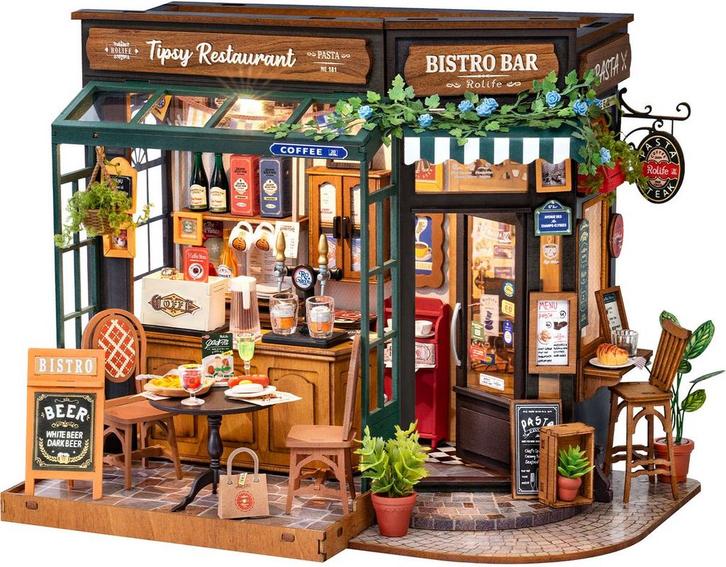 Robotime Tipsy Restaurant Miniatuurhuisje Bouwpakket Mode..., Hobby en Vrije tijd, Modelbouw | Overige, Nieuw, Verzenden